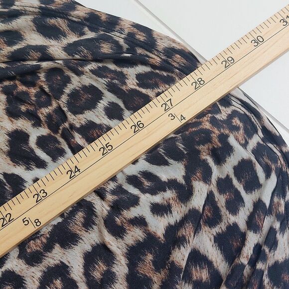 Farm Rio Natural Skin Cream Jersey Blouse Women's Large Animal Print Ruched Top - Picture 10 of 10